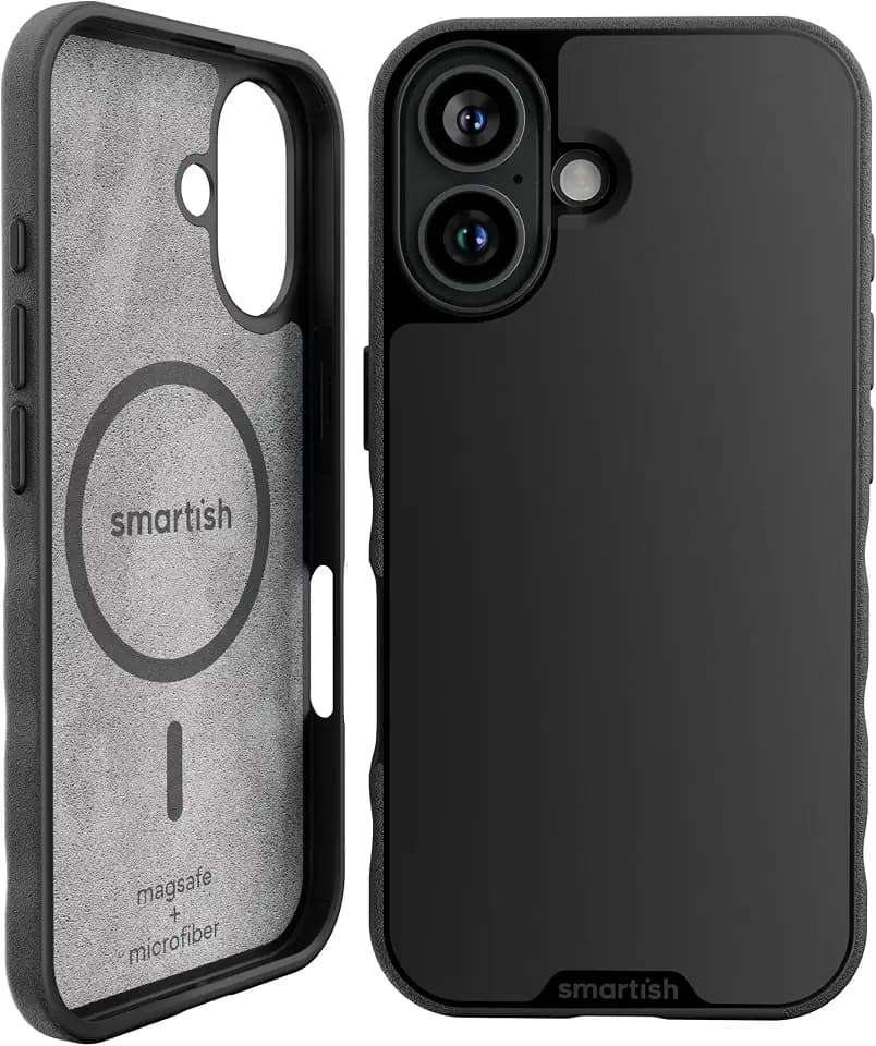 Smartish iPhone 16 MagSafe Case, Gripmunk, Slim Magnetic Grip Case, Black