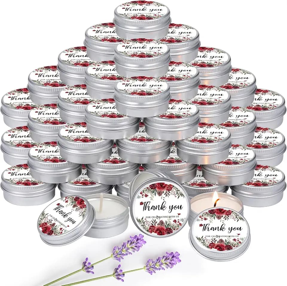 MTLEE 50 Pcs Summer Wedding Candles Gift Favors for Guests 1 Oz