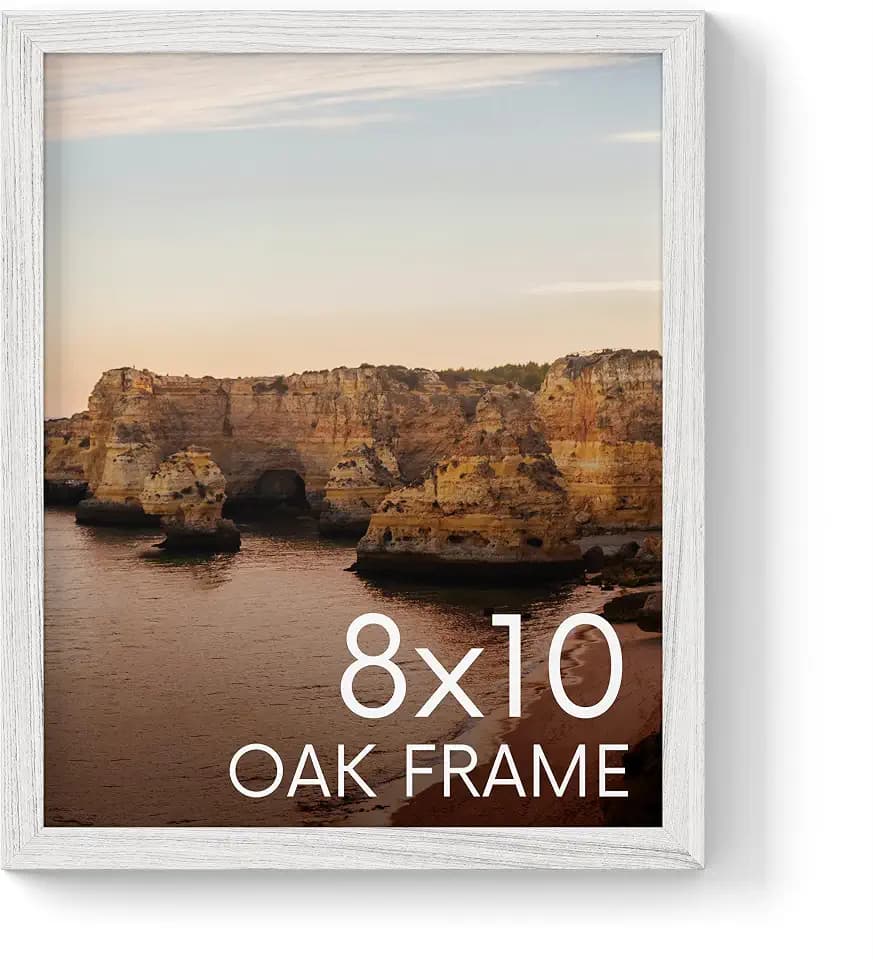 HAUS AND HUES White Oak Wood 8x10 Picture Frame - Contemporary Frame with Easel Back and Wall Mount