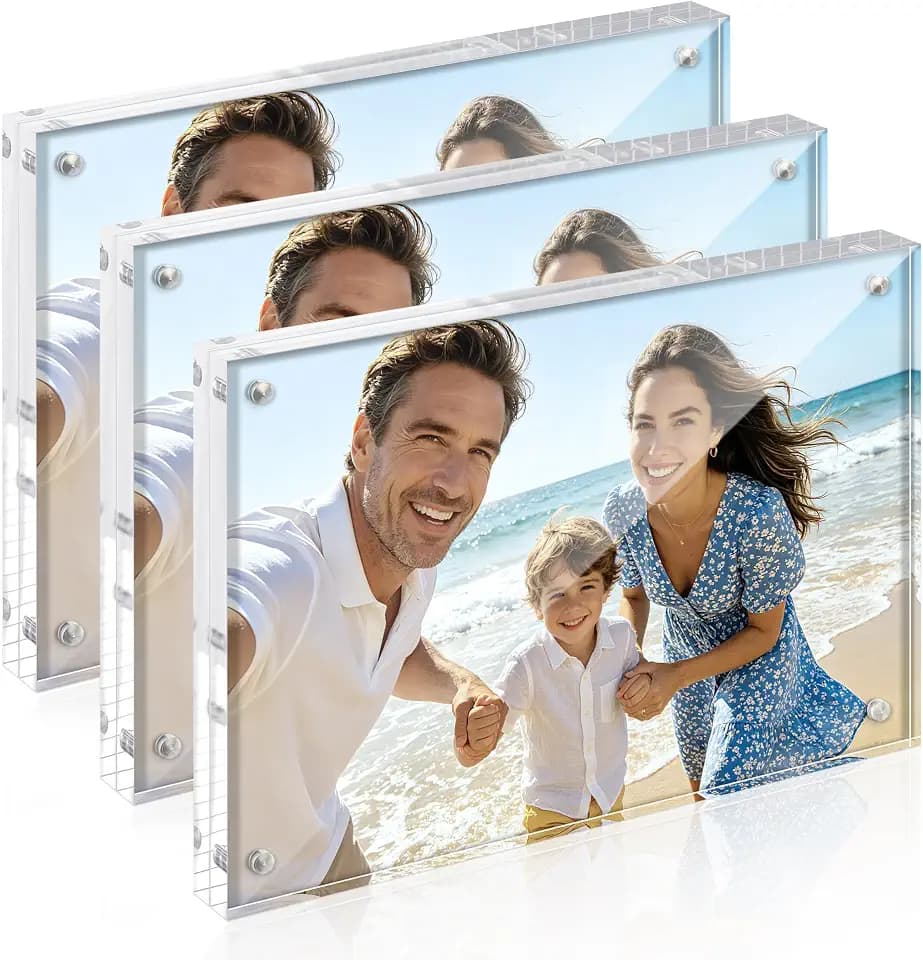 upsimples 5x7 Picture Frame Acrylic, Magnetic Floating Photo Frames, 3 Pack