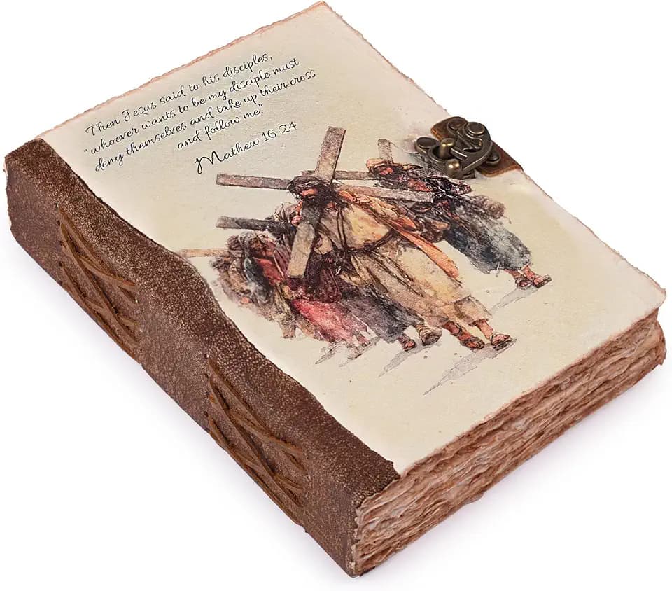 LEATHER VILLAGE Journaling Bible Soft Cover Verse, Heritage Brown 8x6.
