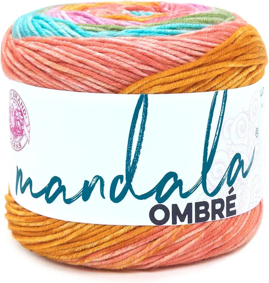 Lion Brand Yarn, Mandala Ombré Yarn, Tranquil, Rainbow Multicolor, 1 Pack