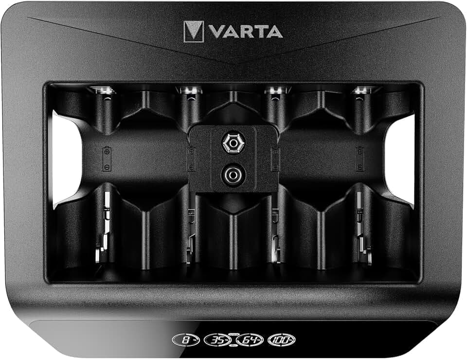 VARTA Ladegerät für 2/4 AA/AAA/C/D oder 1x 9V Akku Batterien, 4xAA 2600 mAh