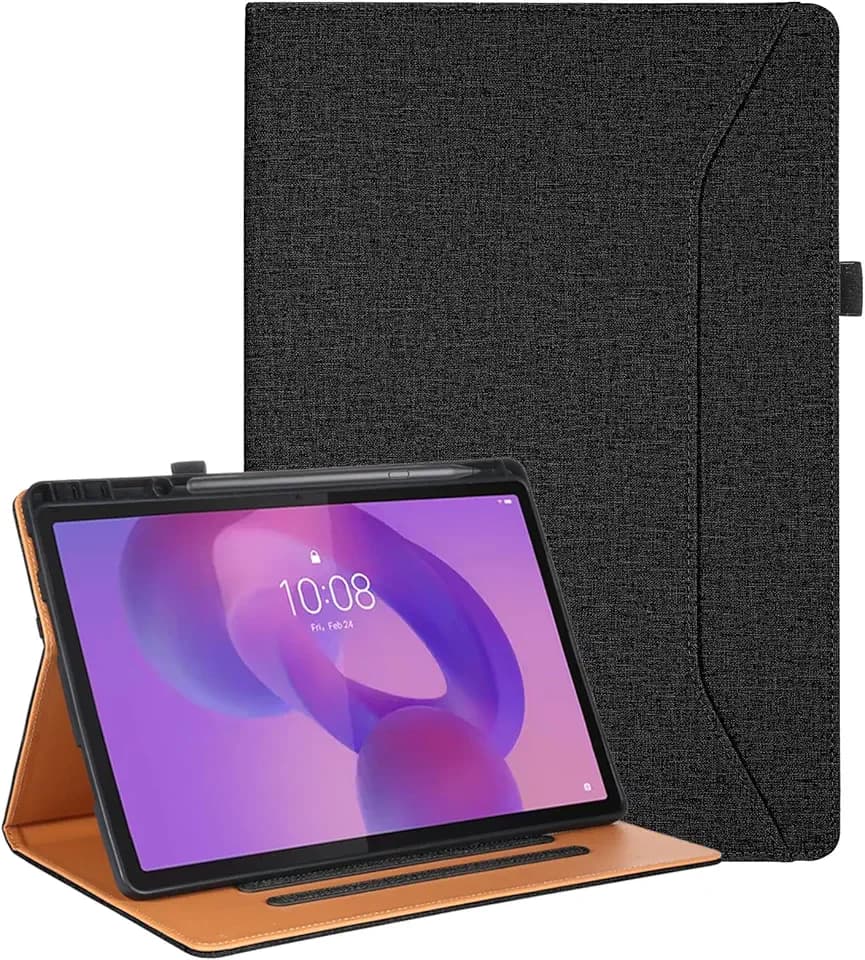 Vakarey für Lenovo Idea Tab Plus Hülle mit Stifthalter Stoßfest Hülle für Lenovo Idea Tab Plus 12.1 Zoll TB361FU,Schwarz