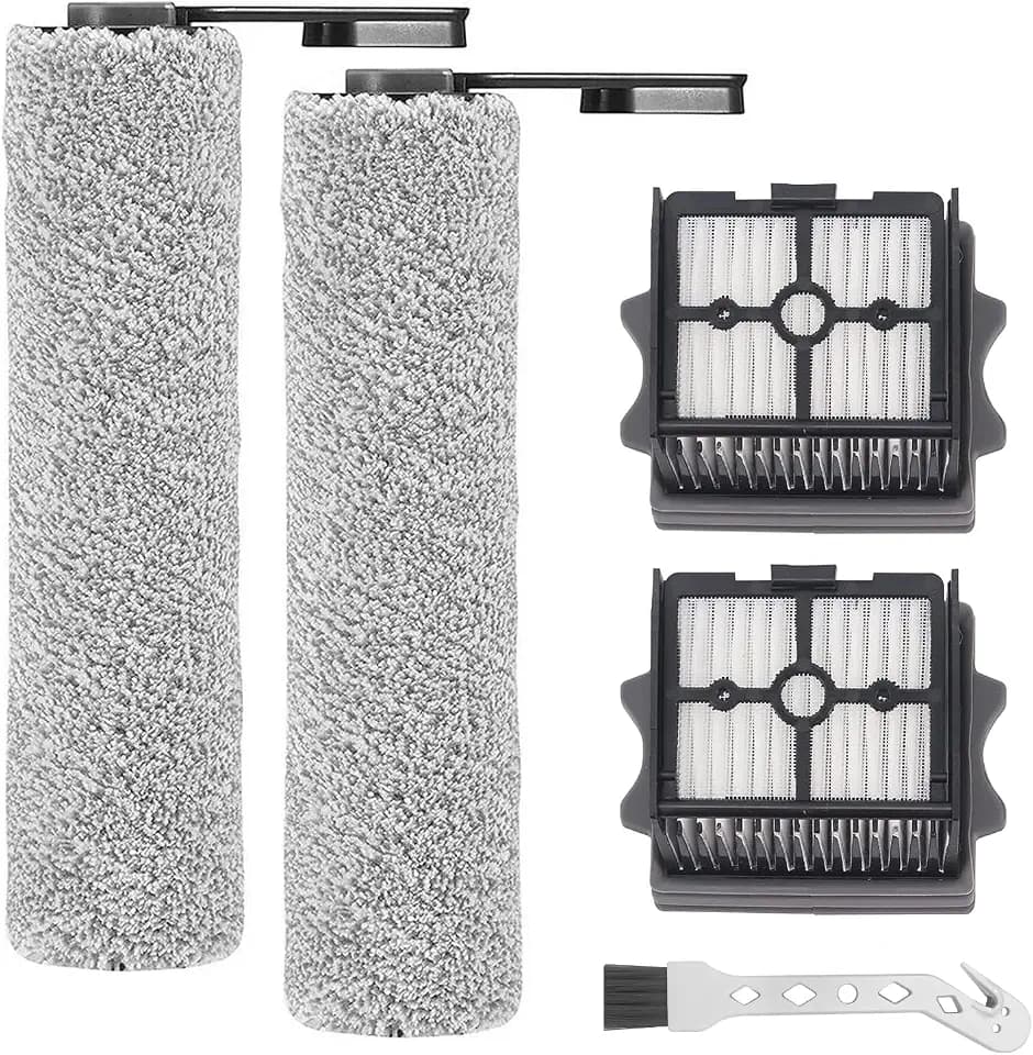 Brush Roller and Filter for Tineco Floor One S5 Combo Cordless Wet and Dry Vacuum Cleaner Replacement Parts, 2 Brush Roller + 2 Filters + 1 Cleaning Brush