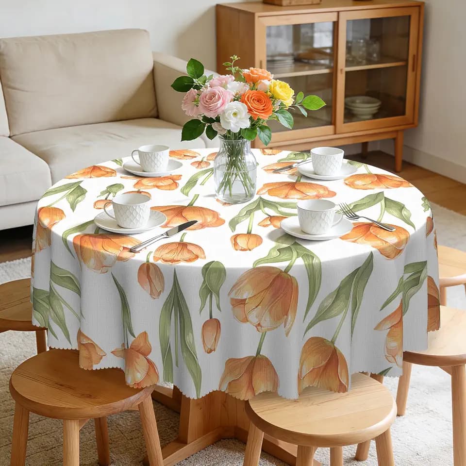 Eikione Round Tablecloth 60inch Floral Table Cloth Washable Tablecloths