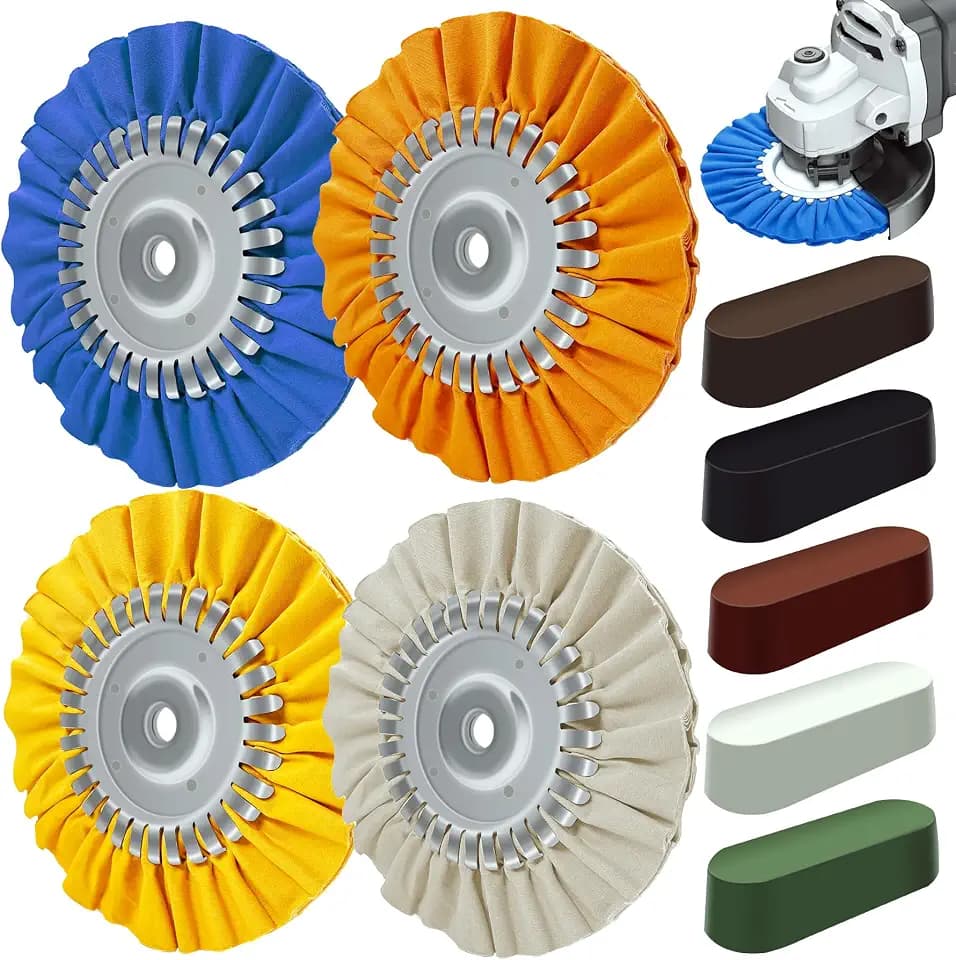 9PCS Aluminum Polishing Kit,Buffing Wheel with Solid One-Piece Hub