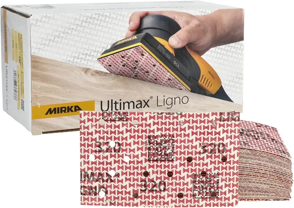 Mirka Ultimax Ligno 3x5 in 320 Grit Wood Sanding Sheets Hook & Loop 50 Pack