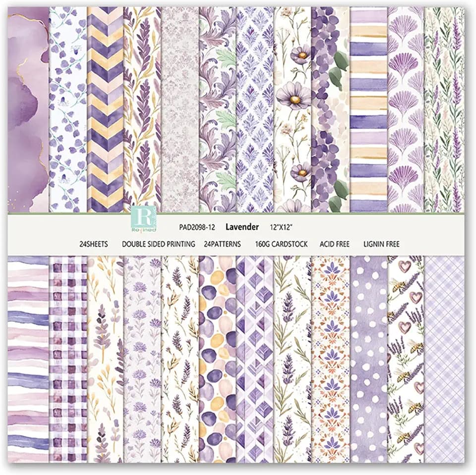 Scrapbook Paper 12x12 Patterned Paper for Scrapbooking (Purple)