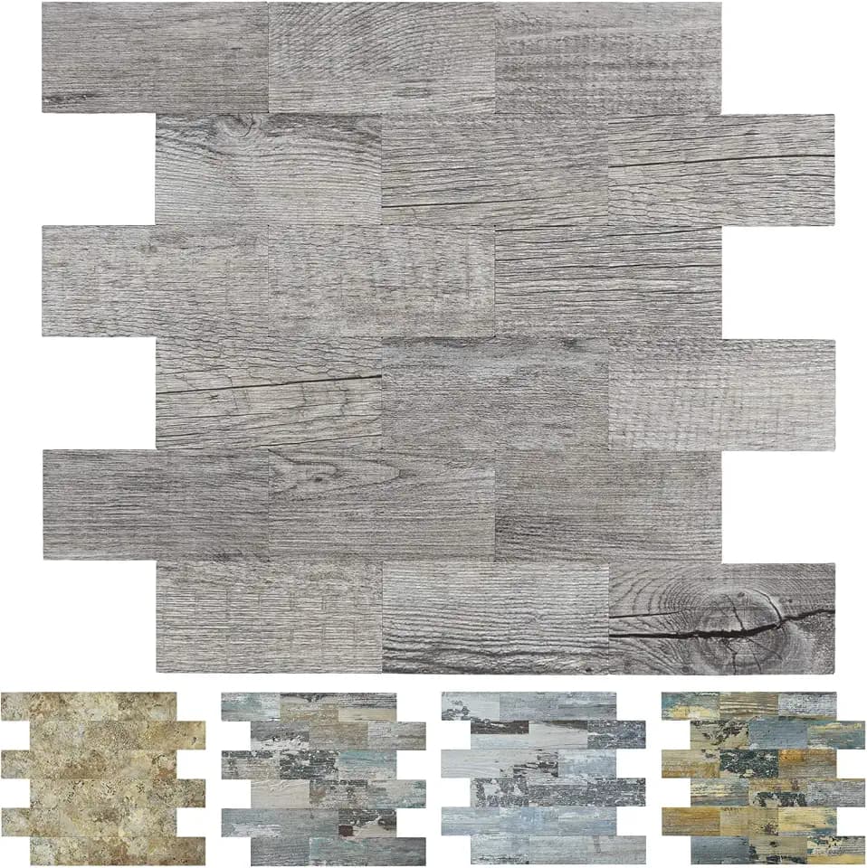 Art3d 10 Sheet (Pack of 10) Wall Panel Wood, Gray