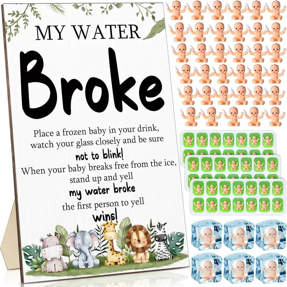 Roowest 54 Pcs My Water Broke Baby Shower Game, Woodland Animal