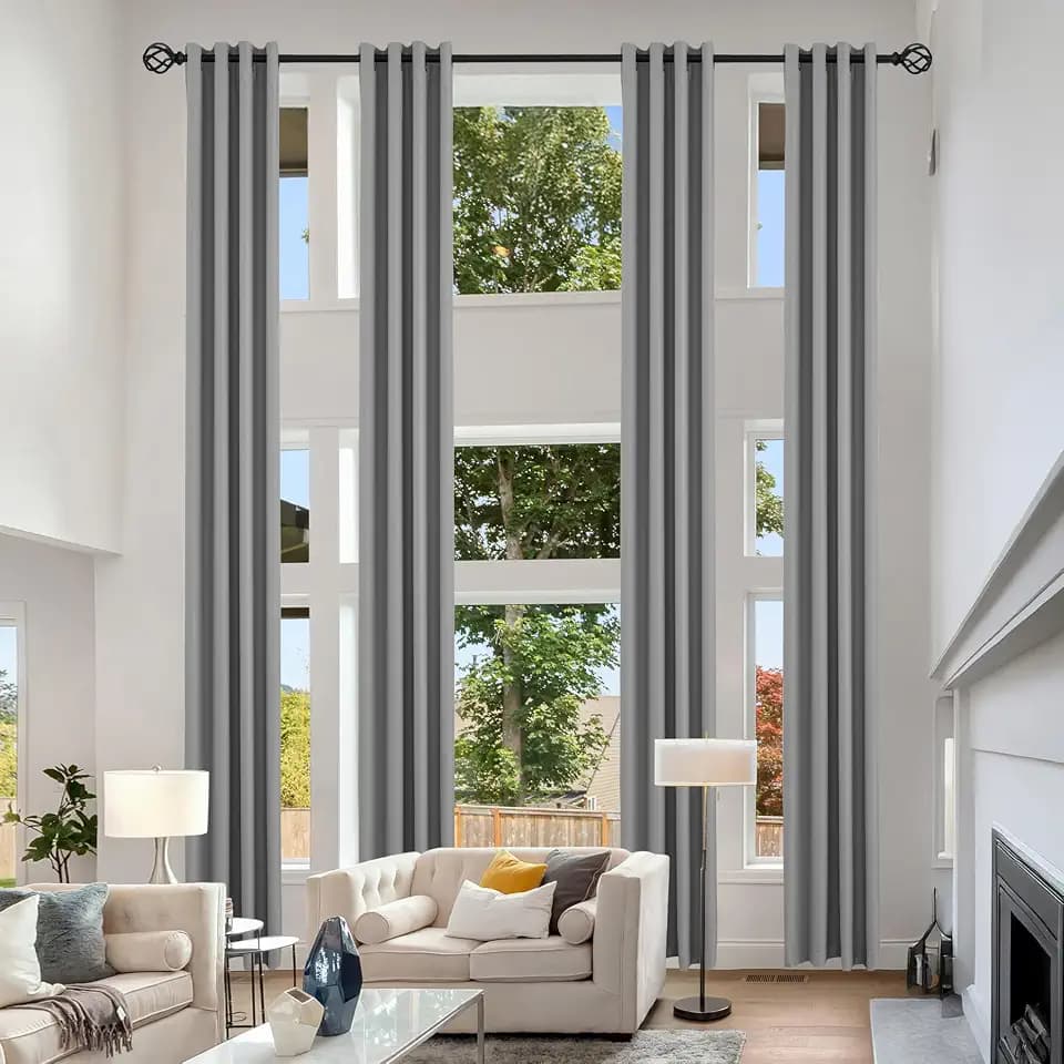 Extra Long Blackout Curtains,1 Panel, Gray, 52" Wx132 L