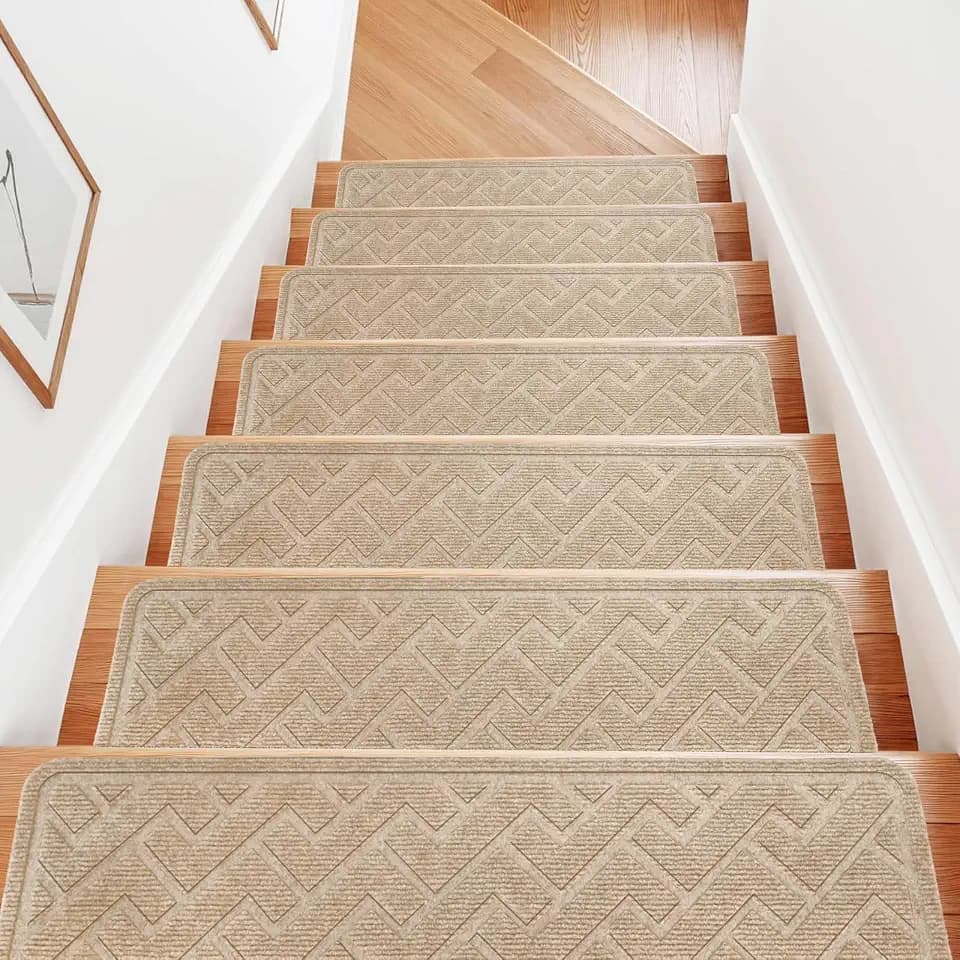 Stair Runner,15 Pack 8"×30" Carpet Stair Treads, Carpet for Stairs, Beige