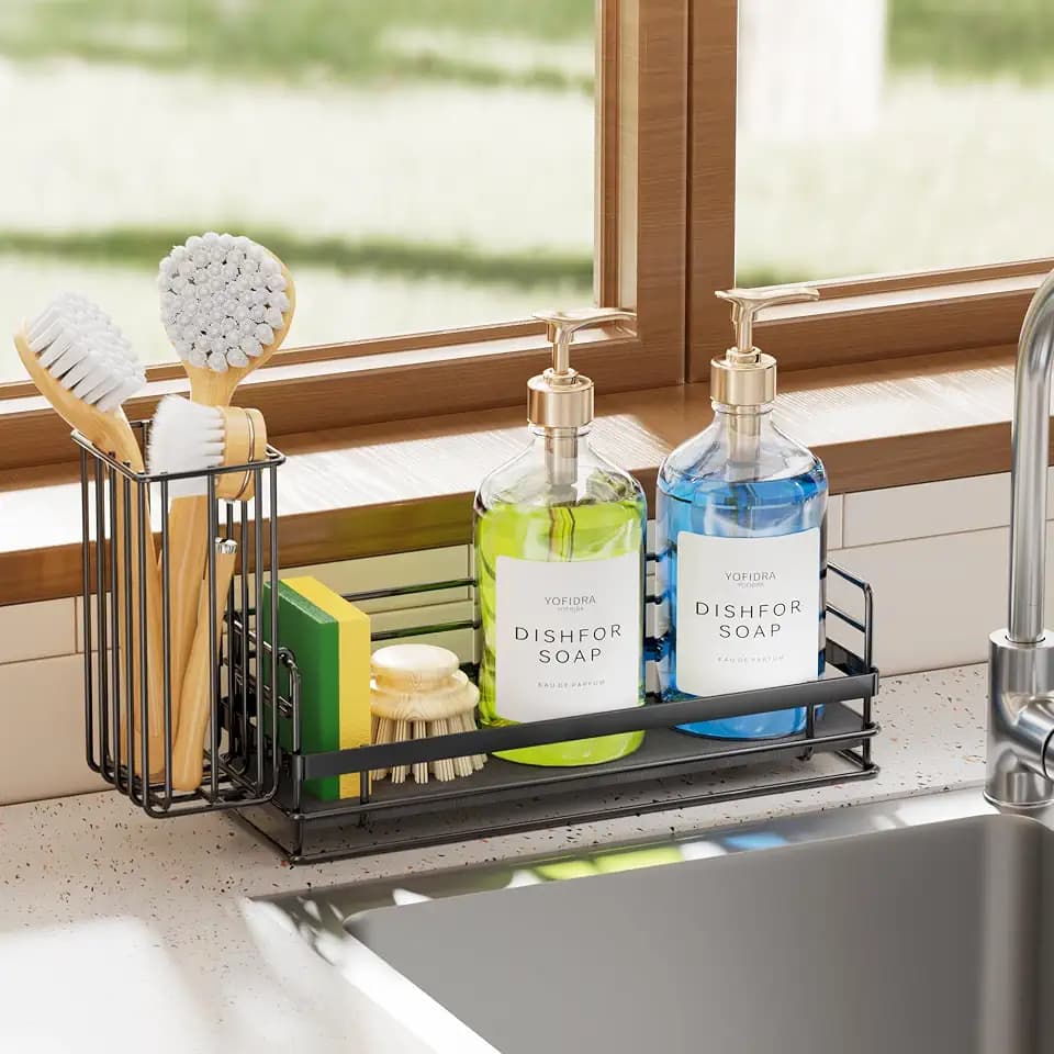 Yofidra Sponge Holder for Kitchen Sink, Sink Caddy with Stone Drying Mat, S