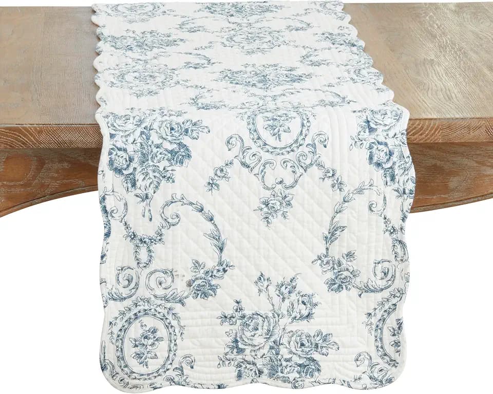 Quilted Toile Floral Table Runner