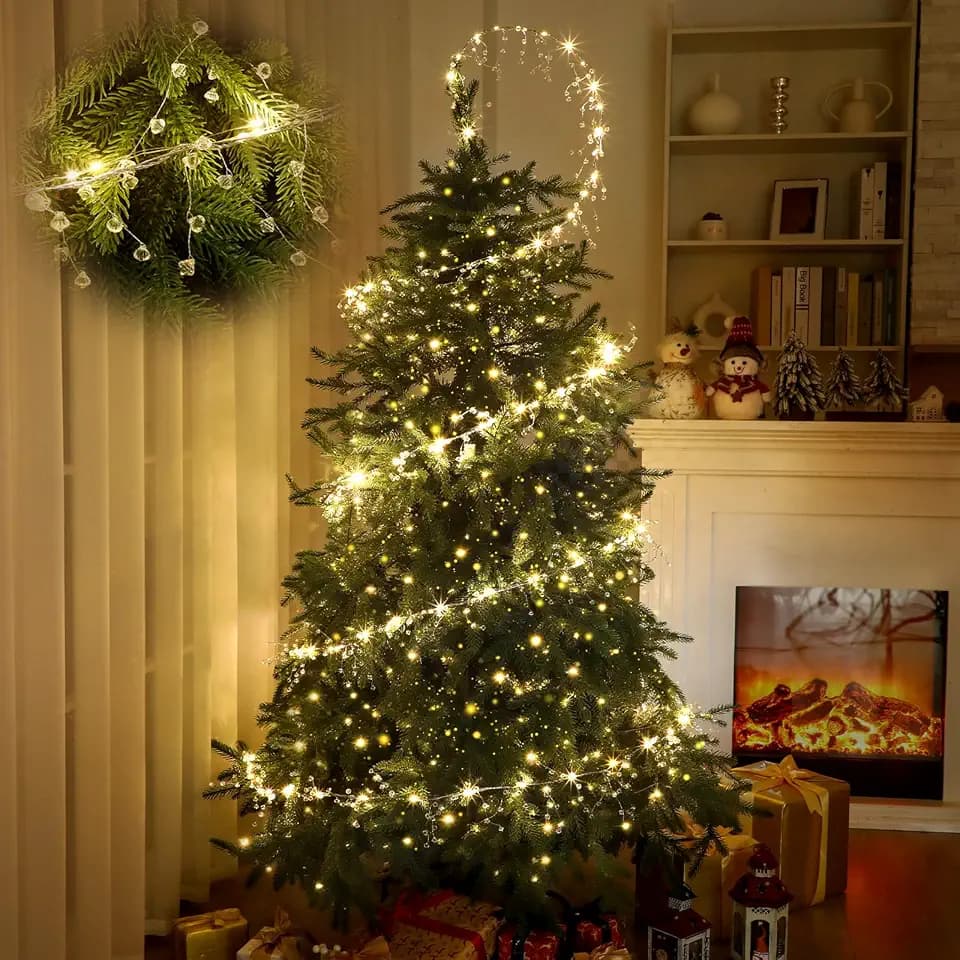 Glooglitter 40 ft Christmas Tree Crystal Garland Decor Fairy Lights