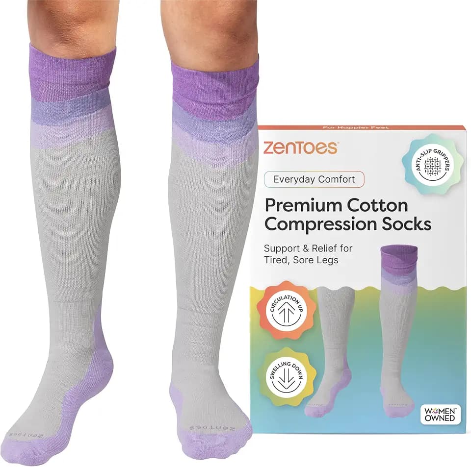 ZenToes Compression Socks for Women & Men, Gradual 15-20mmHg Compression Socks Men With With Anti Slip Grippers