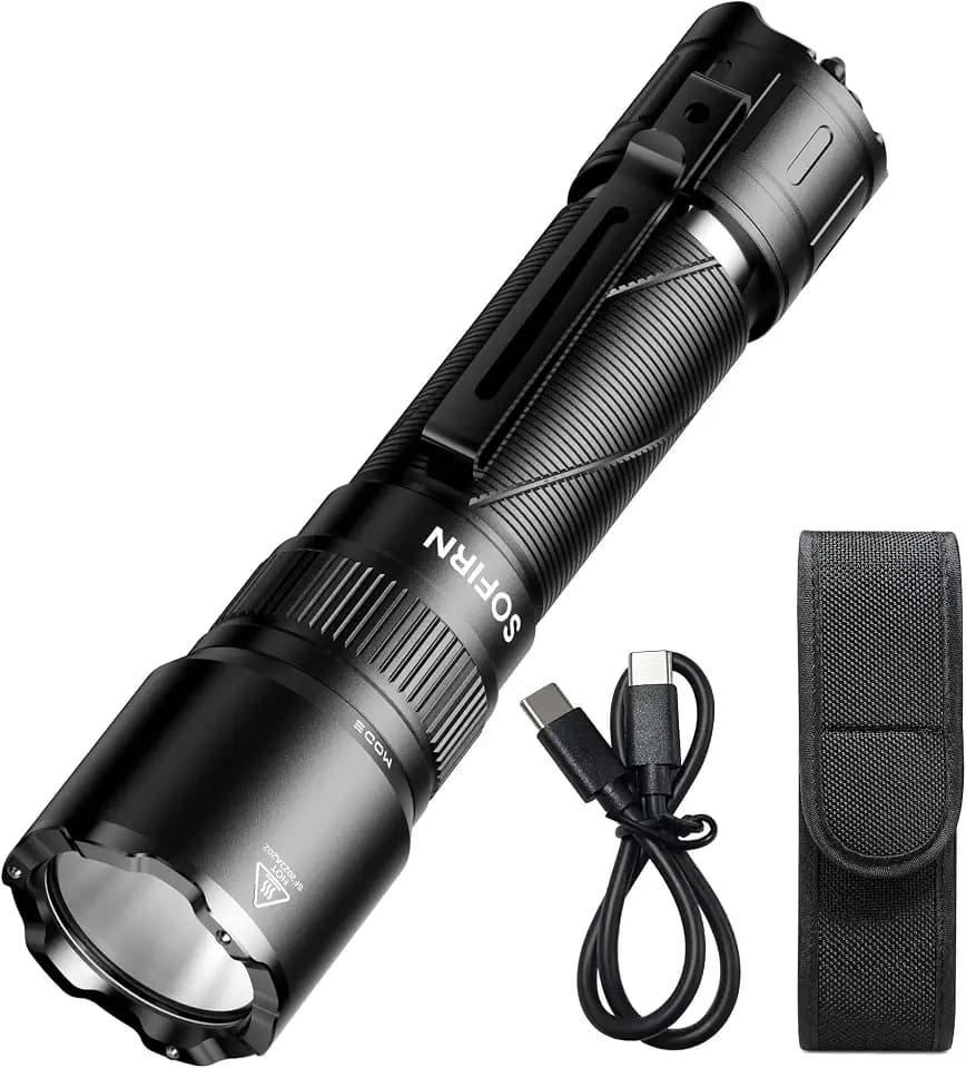 sofirn SK31 Tactical Flashlight 6800 Lumens 1295ft, USB-C, Holster