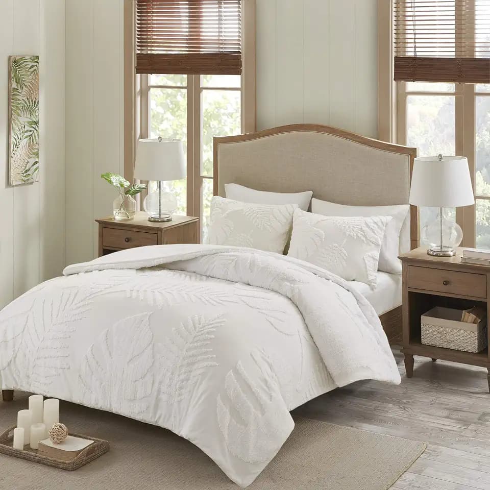 Madison Park Cotton Tufted Chenille Off-White King Comforter Set, 3pc