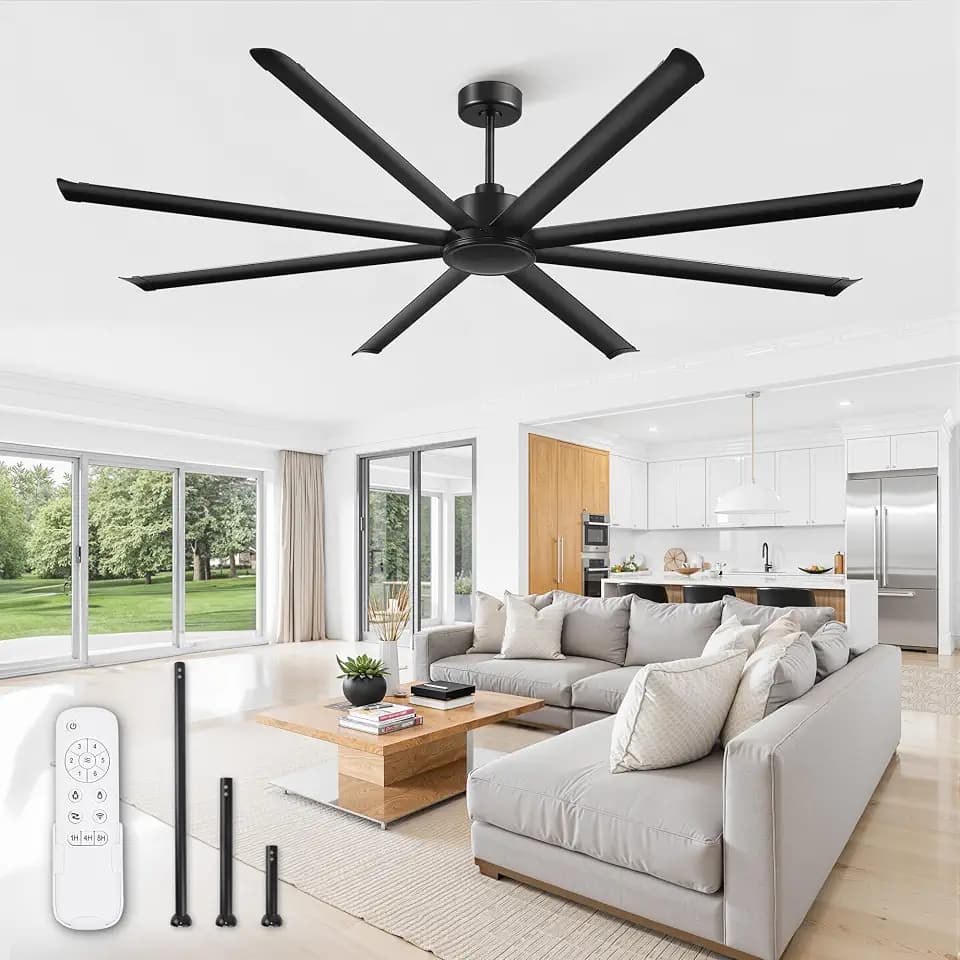 ZMISHIBO 96 Inch Industrial Ceiling Fan with Remote, 8 Aluminum Blades