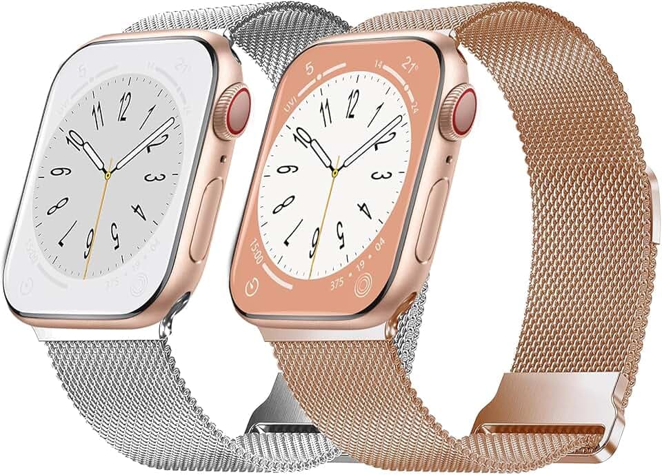 Metall Armband Kompatibel mit Watch Armband 41mm 40mm 38mm für Damen Herren,Edelstahl Metall Mesh Armbänder mit Magnet für iWatch SE Series 9/8/7/6/5/4/3/2/1