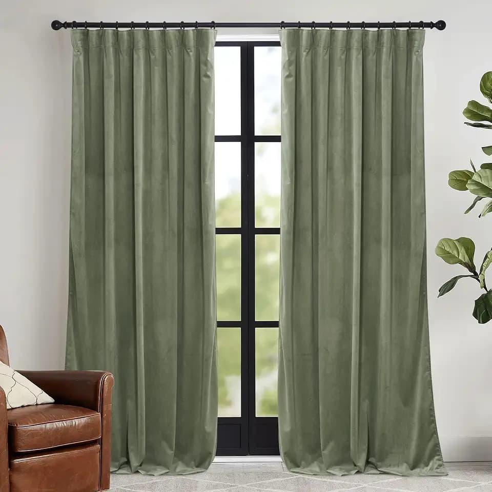 RYB HOME Velvet Curtains 120 inches Long, Extra Long High Ceiling Curtains