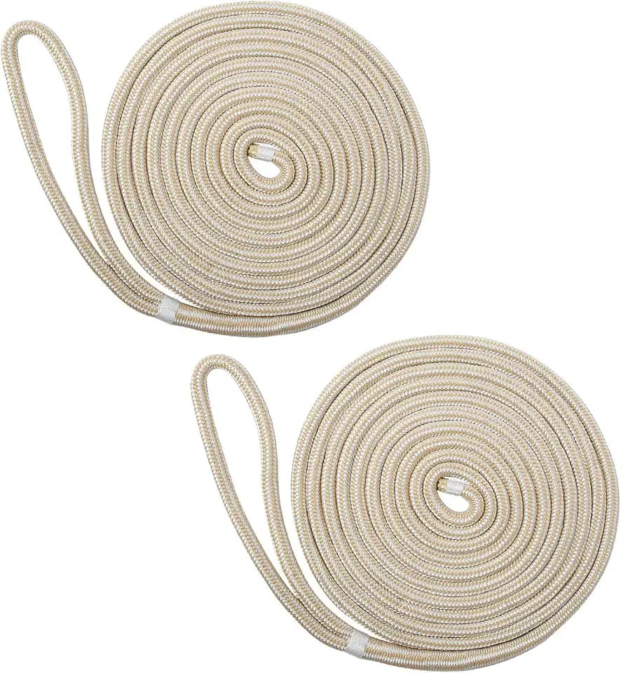 NovelBee 2 Pack 5/8"x25' Double Braid Nylon Dock Line,Mooring Line for Boat