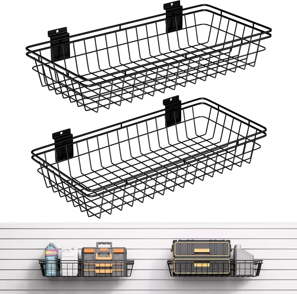 Slatwall Baskets Large 2-Pack 24"x12"x4", Slatwall Accessories
