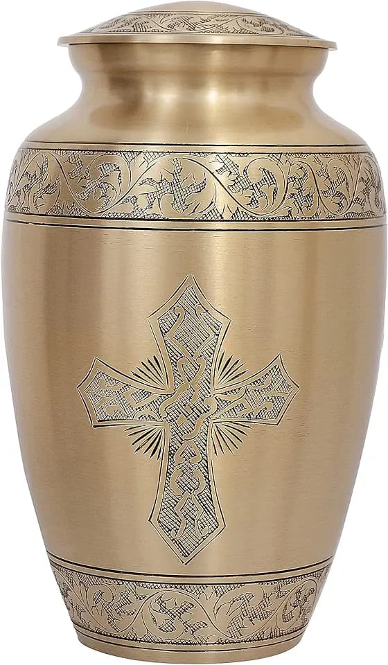 Cremation Urns for Human Ashes Adult for Funeral, Burial, Home, Cremation Urns for Human Ashes (Golden Cross)
