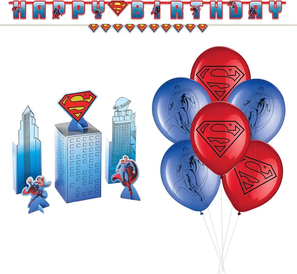 Party City Officially Licensed DC Comics Superman Pre-K/Kindergarten Birthday Decor Kit