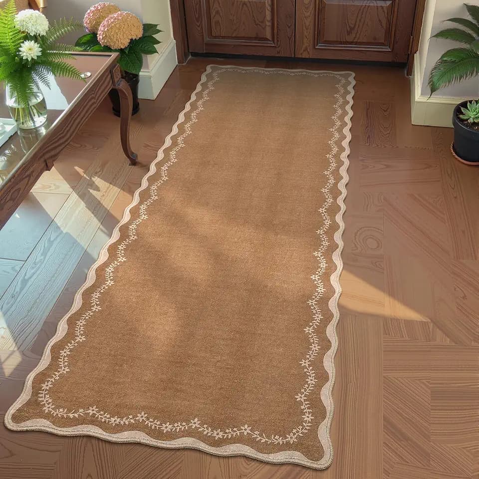 GarveeHome 2x6 Scalloped Washable Runner Rug Non Slip Hallway Kitchen Rug