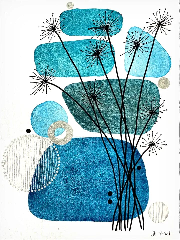 Trademark Fine Art Canvas Wall Art - Jocelyn Benford 'Botanical Blues' Wall Art for Living Room, Bedroom, or Office Décor