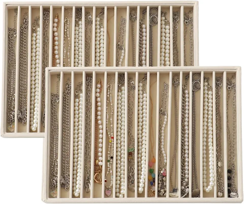 Large Velvet Jewelry Tray Display Drawer Inserts 2 Pack