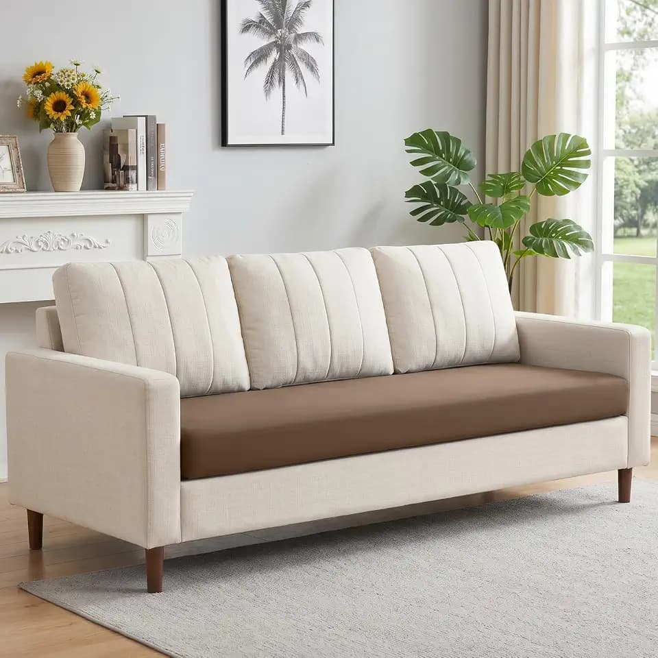 KinCam Couch Cushion Cover, Stretch 1PC Sofa Cushion Cover, Light Coffee