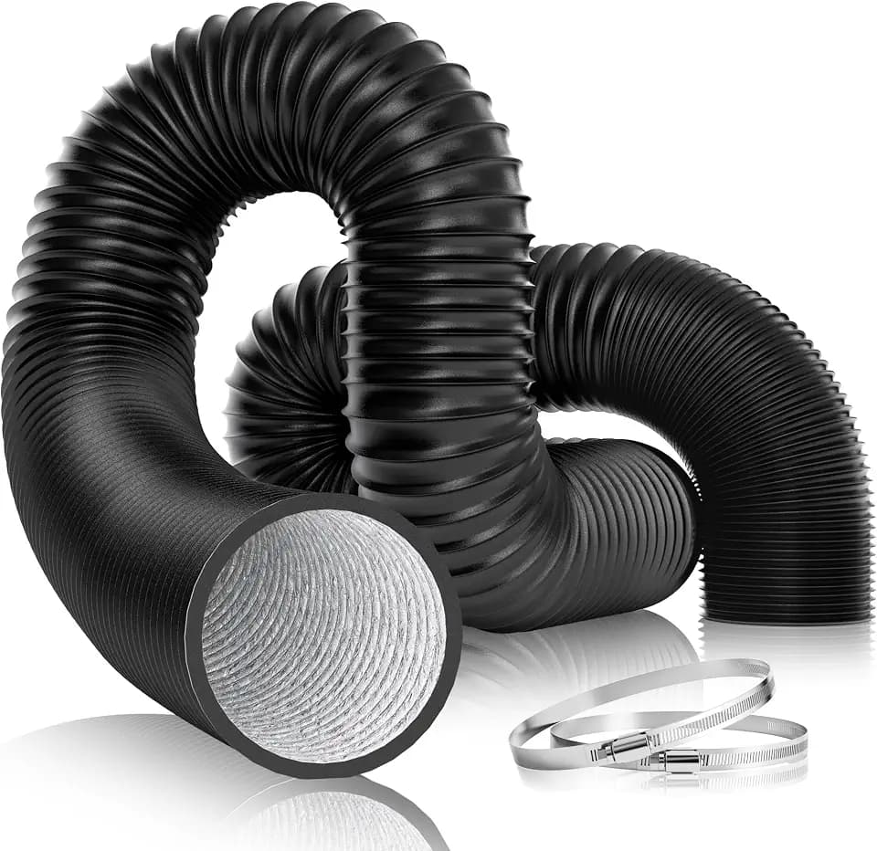 VIVOSUN 4 Inch 25 Feet Flexible Aluminum Ducting with 2 Clamps, Black