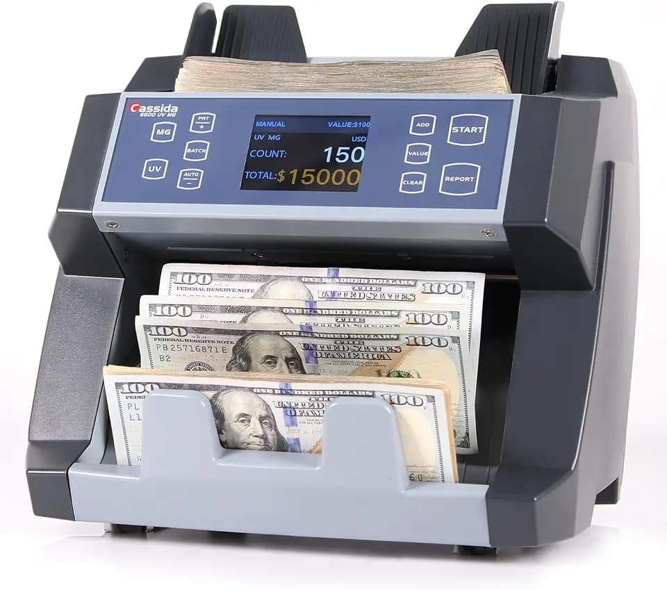 Cassida Money Bill Counter I Business Grade I 1,400 Notes/Min I 6600 UV/MG