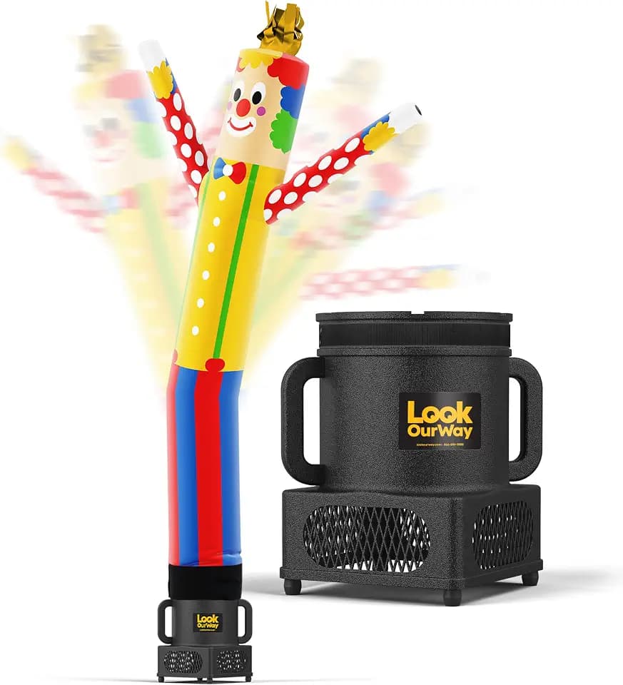 LookOurWay Air Dancers Wacky Waving Inflatable Tube Man - 7ft Tall Inflatable Dancing Man with Weather-Resitant Blower for Business Advertising - Character Circus Themed - Clown