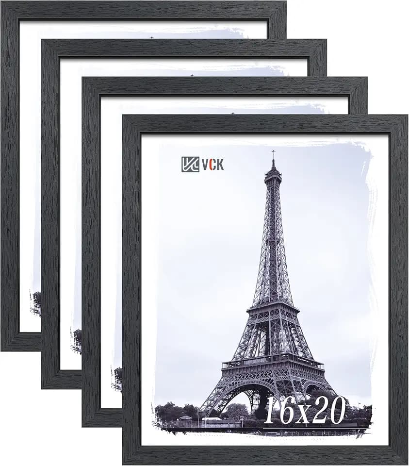 VCK 16x20 Frames Black 4 Pack, Wide Thick Wood Border, for Poster/Prints
