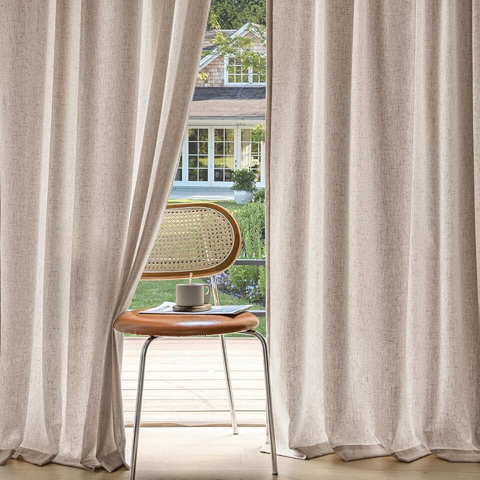 MIULEE Non-See-Through Privacy Linen Curtains 52W x 84L Inch Burlywood