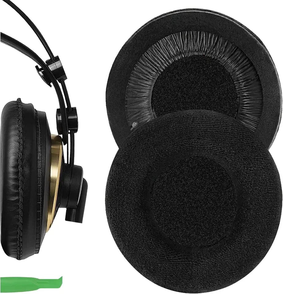 Geekria Komfort-Velours-Ohrpolster-Ersatzpolster für AKG K240/K240S/K240MKII/K241/K270/K271/K271S/K272/K52/K72/K92/K242/K340/K550/K551 Headphones (mit Videoanleitung) – Schwarz
