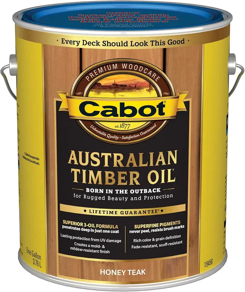 Cabot 140.0019458.007 Australian Timber Oil Water Reducible, Translucent, Honey Teak - 1 Gallon
