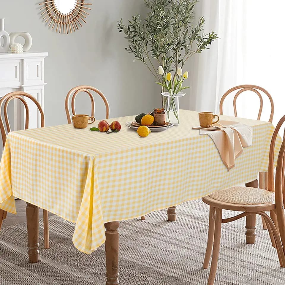 ShinyBeauty Yellow Gingham Tablecloth 54x108, Buffalo Plaid Checkered