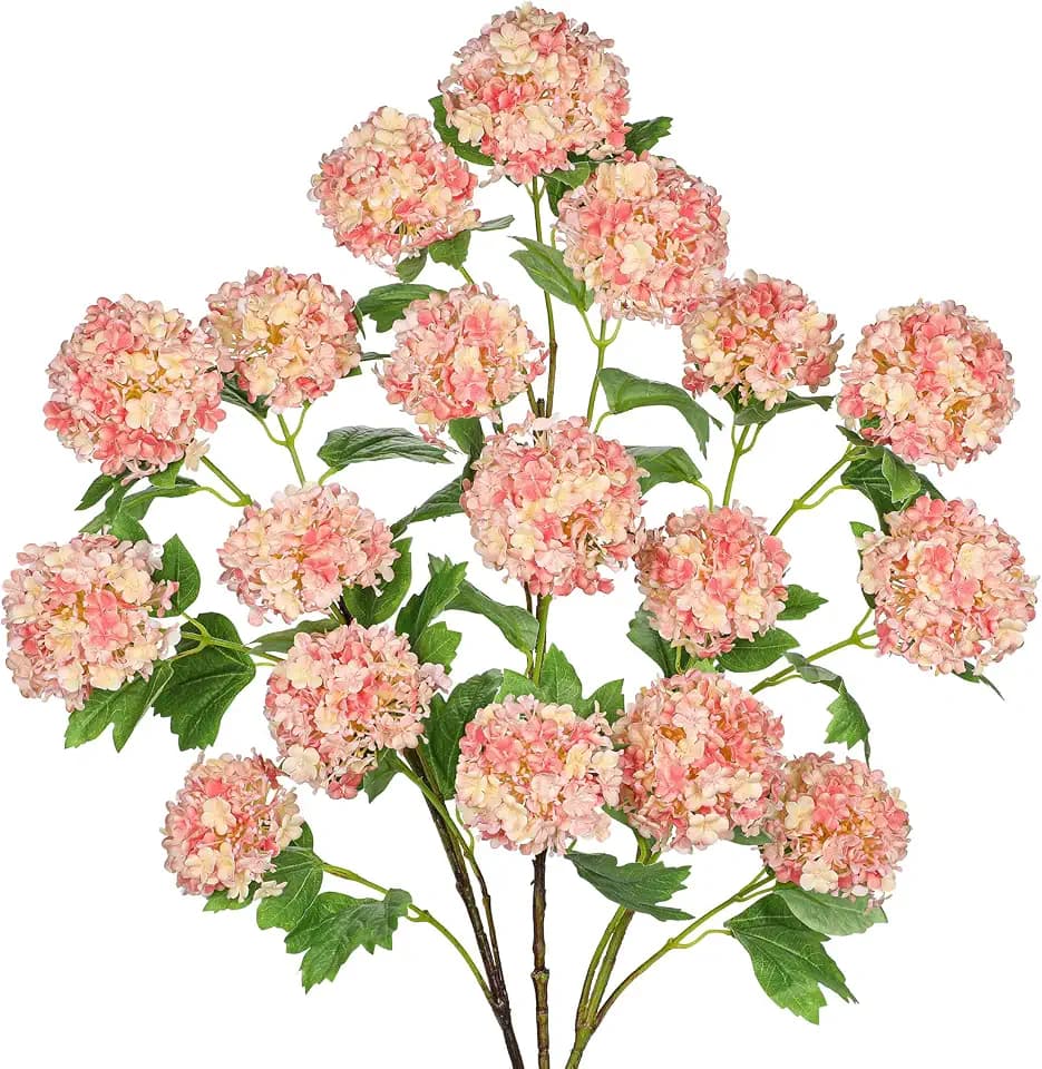 Villa Como 37.4" Pink Hydrangea Artificial Flowers Spray with 6 Heads