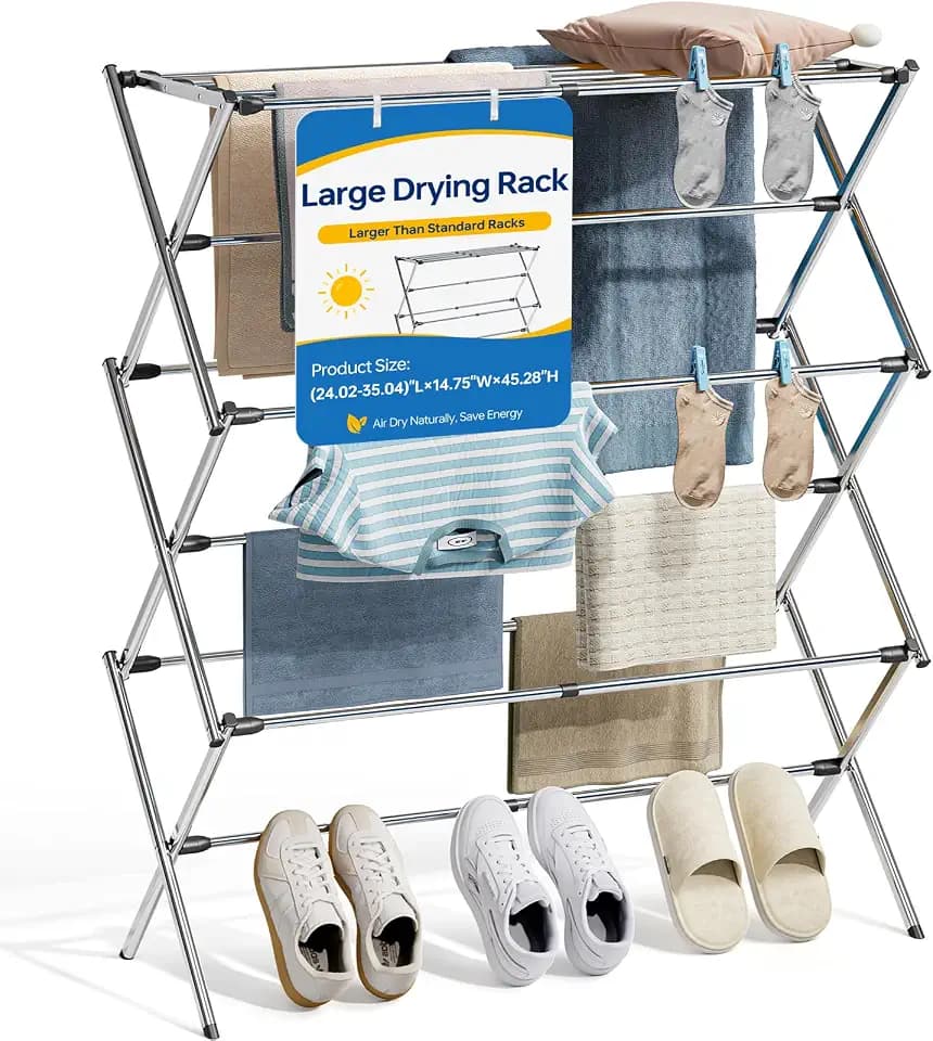 APEXCHASER Stainless Steel Clothes Drying Rack, 45.28" H × 14.57" D