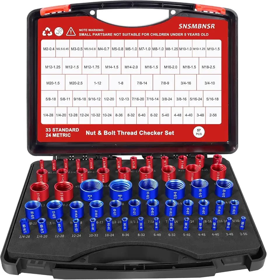 57Pcs Thread Checker, Nut and Bolt Thread Checker 33 Standard and 24 Metric