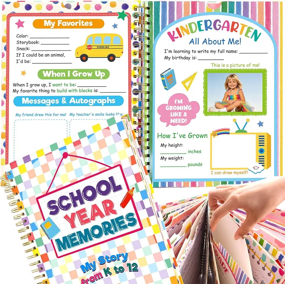 Fancy Land School Memory Book Prek-12 School Keepsake Book for Kids