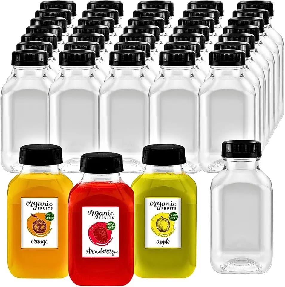 Green Direct 8 oz Clear Empty Plastic Bottles With Leak Proof Caps for Water, Juice, Milk, or Smoothie, Reusable, BPA Free Bulk Beverage Containers Pack of 20