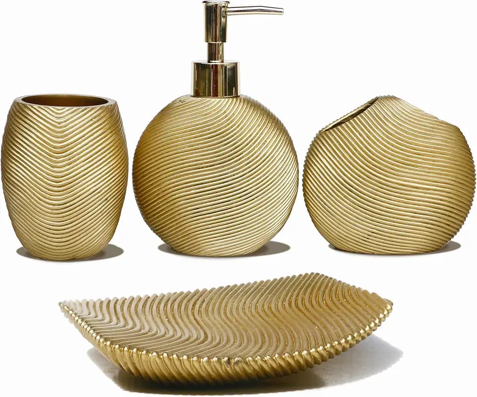 LUANT Bathroom Accessories Set Including Cup, Toothbrush Holders, Soap Dishes and Soap Dispenser, Gold