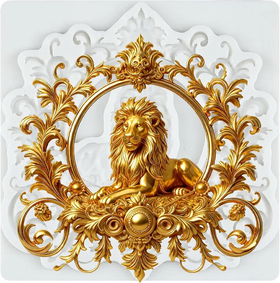 Baroque Silicone Mold Lion Scroll Relief Photo Frame Fondant Molds
