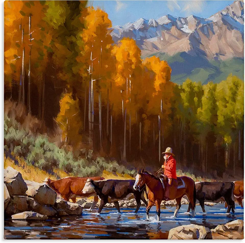 Stupell Industries 'Herding Cattle Through Stream'| Canvas Art